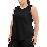 COOTRY Plus Size Workout Tank Tops for Women Sleeveless Athletic Shirts Loose Fit Yoga Running Clothing with Side Slits