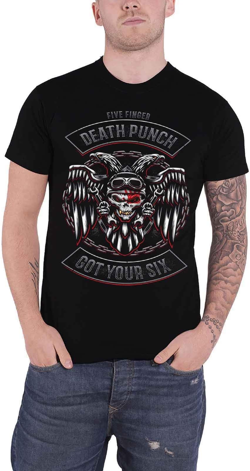 Five Finger Death PunchFive Finger Death Punch T Shirt Biker Badge Band Logo Official Mens Black