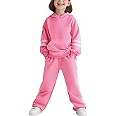Voxikidio 2025 Girls Sweatsuit Set Cute Hooded Sweatshirt & Jogger Pants with Pocket Casual Outfuts Set