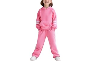 Voxikidio 2025 Girls Sweatsuit Set Cute Hooded Sweatshirt & Jogger Pants with Pocket Casual Outfuts Set