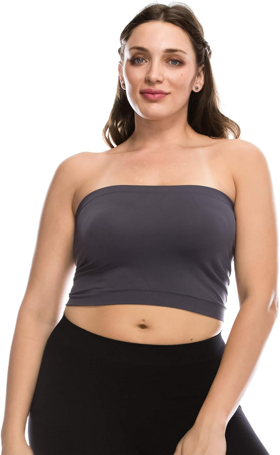 Kurve Women’s Plus Size Bandeau - Strapless Tube Top Stretchy Seamless Sexy Crop Tank Tops, UV Protective Fabric UPF 50+ (Made in USA) at  Women’s Clothing store