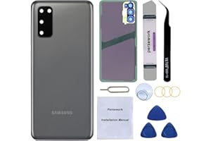Perzework OEM Rear Back Glass Replacement for Samsung Galaxy S20 6.2 inches with Reparing Toolkit and Pre-Installed Adhesive (Cosmic Gray)