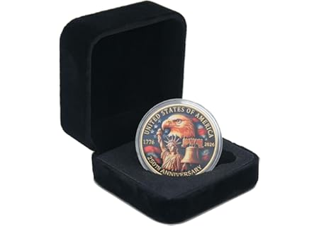 250 Anniversary Coin 250th Year American USA Anniversary Commemorative Coin Merch Merchandise with Case…