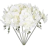 IPOPU 6Pcs White Orchids Artificial Flowers with 9 Large Blooms 37.4" Long Stem Fake Silk Orchid Look Real Flowers for Tall Vase Faux Orchids for Wedding Home Party Dining Table Centerpiece Decoration