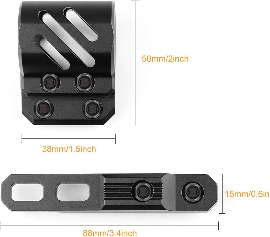 Feyachi M-Lok Offset Flashlight Ring Mount for Mlok Rail System - 2 Mounting Inserts Included fits 27mm 25.4mm 20mm Diameter Flashlight : Sports & Outdoors