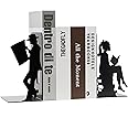 Weibefee 8 inch Lovers Bookends Book Ends for Shelves Decorative,Metal Book End Nonskid Book Holder Book Stopper Home Decor for Movies/CD/Video Games (Set of 2)