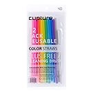 Cupture Reusable & Unbreakable Color Straws - 12 Count + Free Brush (12 solid colors)
