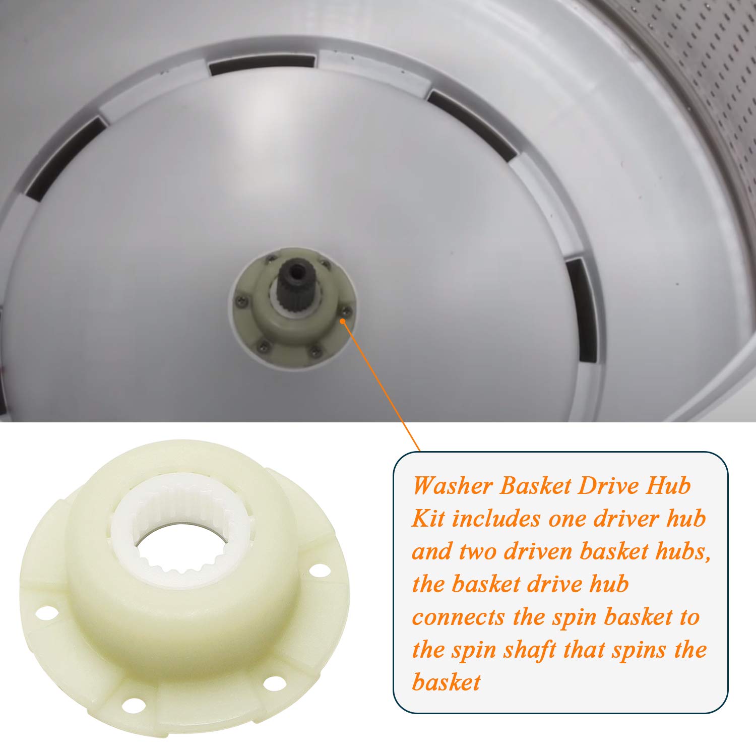 UPGRADE 280145 W10820039 Washer Hub Kit by Beaquicy - Replacement for Whirlpool Kenmore Maytag Cabrio Bravo Oasis Washing Machine - Replaces 8545948 8545953 W10118114 AP5985205