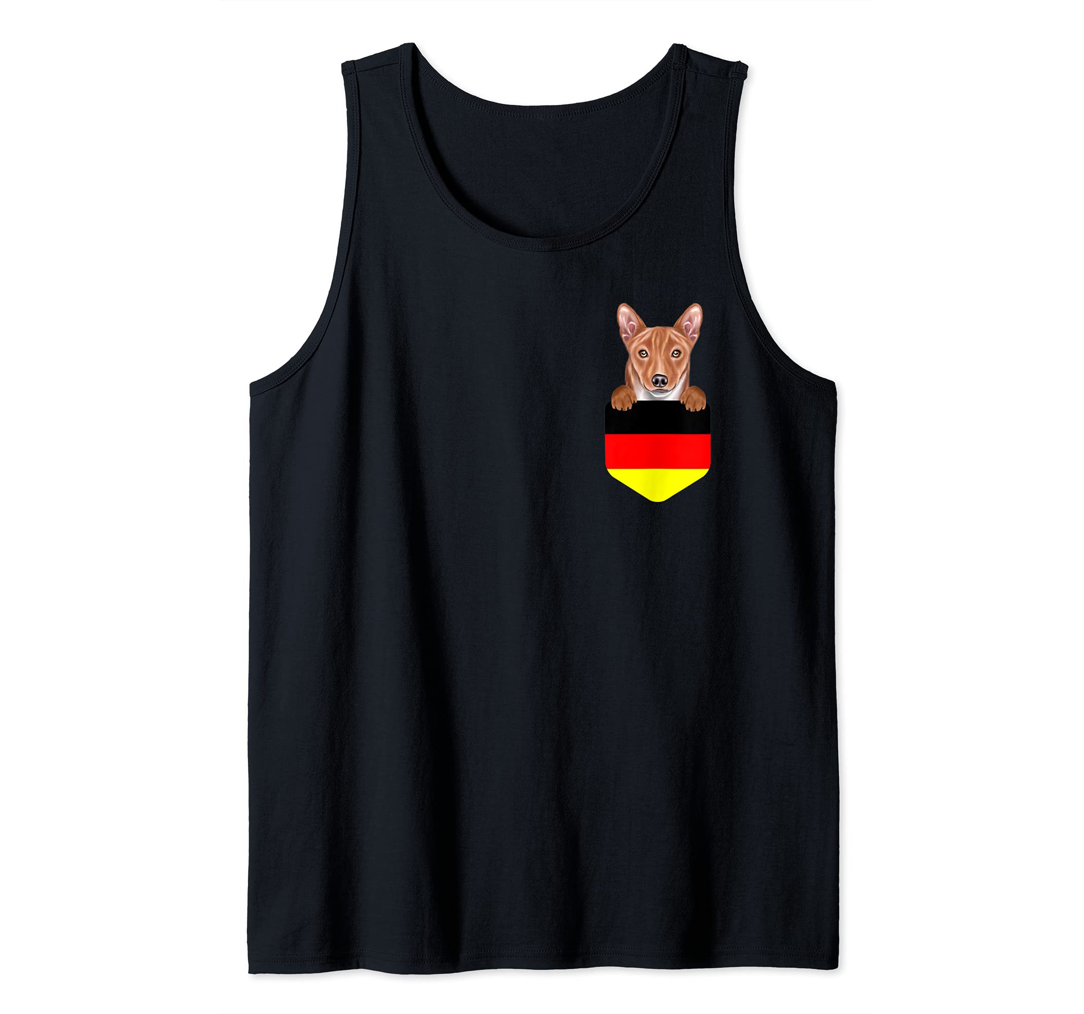 Germany Flag Basenji Dog In Pocket Tank Top