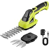 SnapFresh Cordless Grass Shear Bush Trimmer, 2 in 1 Handheld Hedge Trimmer, 7.2V Electric Grass Trimmers, Lightweight Shrubbery Trimmers Battery &amp; Charger Included, Shrub Trimmer for Garden(Green)
