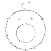 CAVETEE Jewelry Set - Prom Jewelry Crystal Bridal Necklace, Bracelet & Pendant Earring Jewelry Set for Women