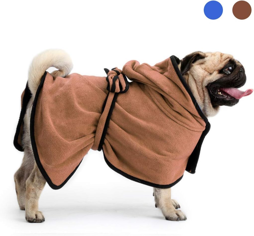 Zellar Dog Bathrobe Towel with Adjustable Strap Hood, Microfibre Fast