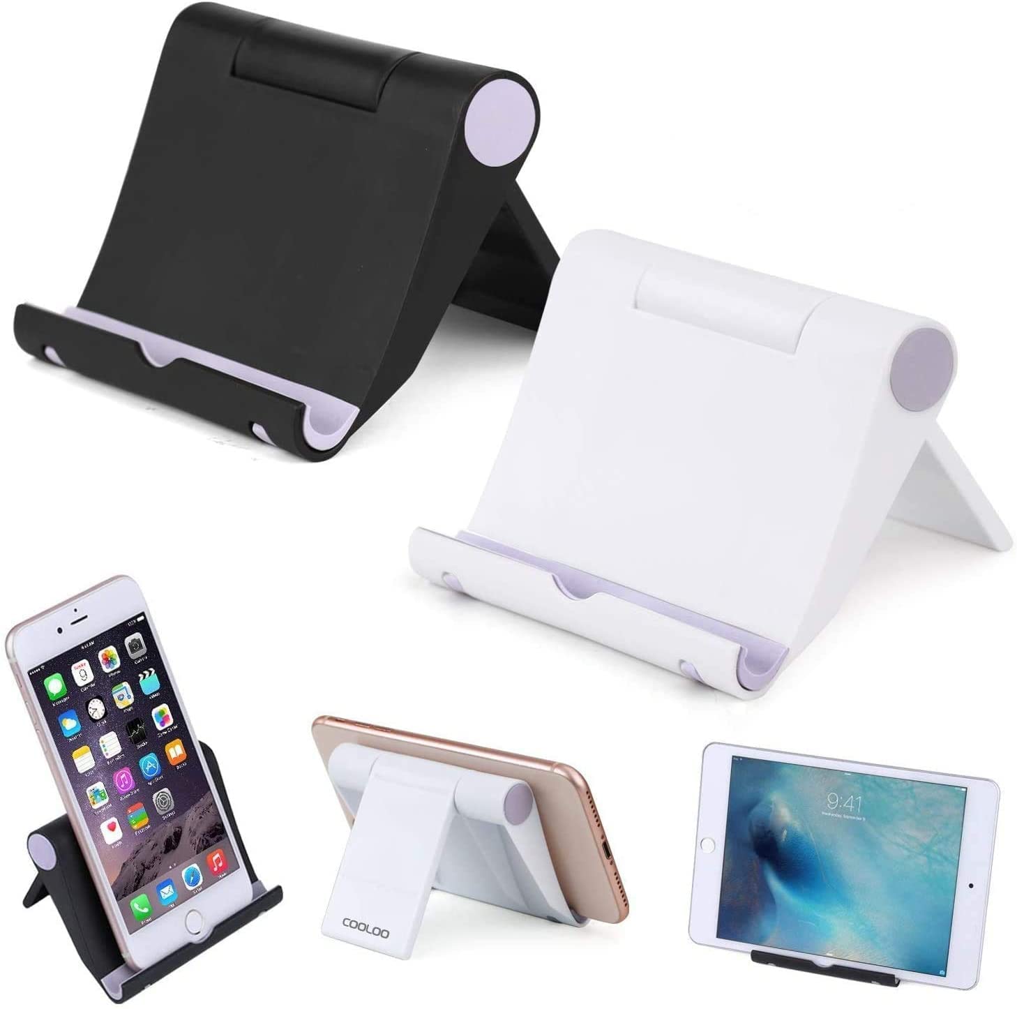 COOLOO Cell Phone Stand Multi-Angle,【2 Pack】 Tablet Stand Universal Smartphones for Holder Tablets(6-11"), e-Reader, Compatible Phone XS/XR/8/8 Plus/7/7 Plus, S8/S7/Note 8, Air, Mini,