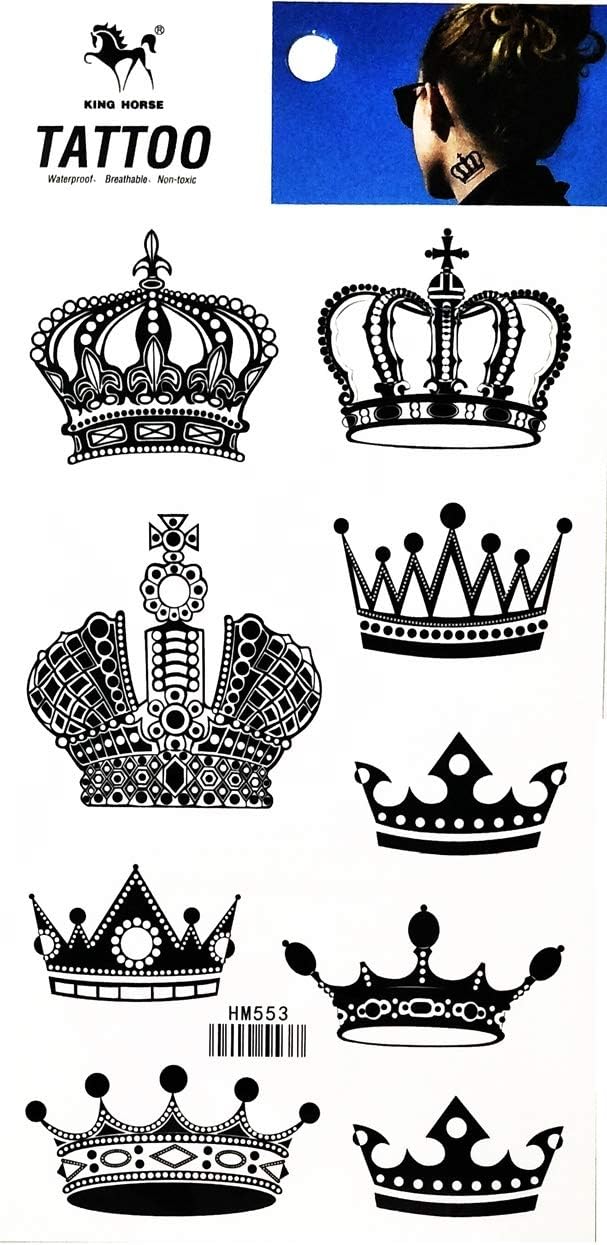 PARITA Tattoos Crown King Queen Imperial Cartoon Tattoo Sexy Body Fake Fashion Tattoos Stickers Arm Shoulder Chest Back Makeup Art Design for Men Women Adult Kids (1 Sheet.) (13)