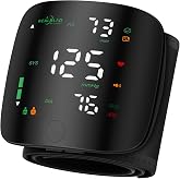 Wrist Blood Pressure Monitor for Home Use - Dual User Memory 99&times;2-Black | Adjustable Cuff (5.3-9.3 inch), Voice Broadcast &amp; Portable Case, Large LED Display with Color-Coded Backlight