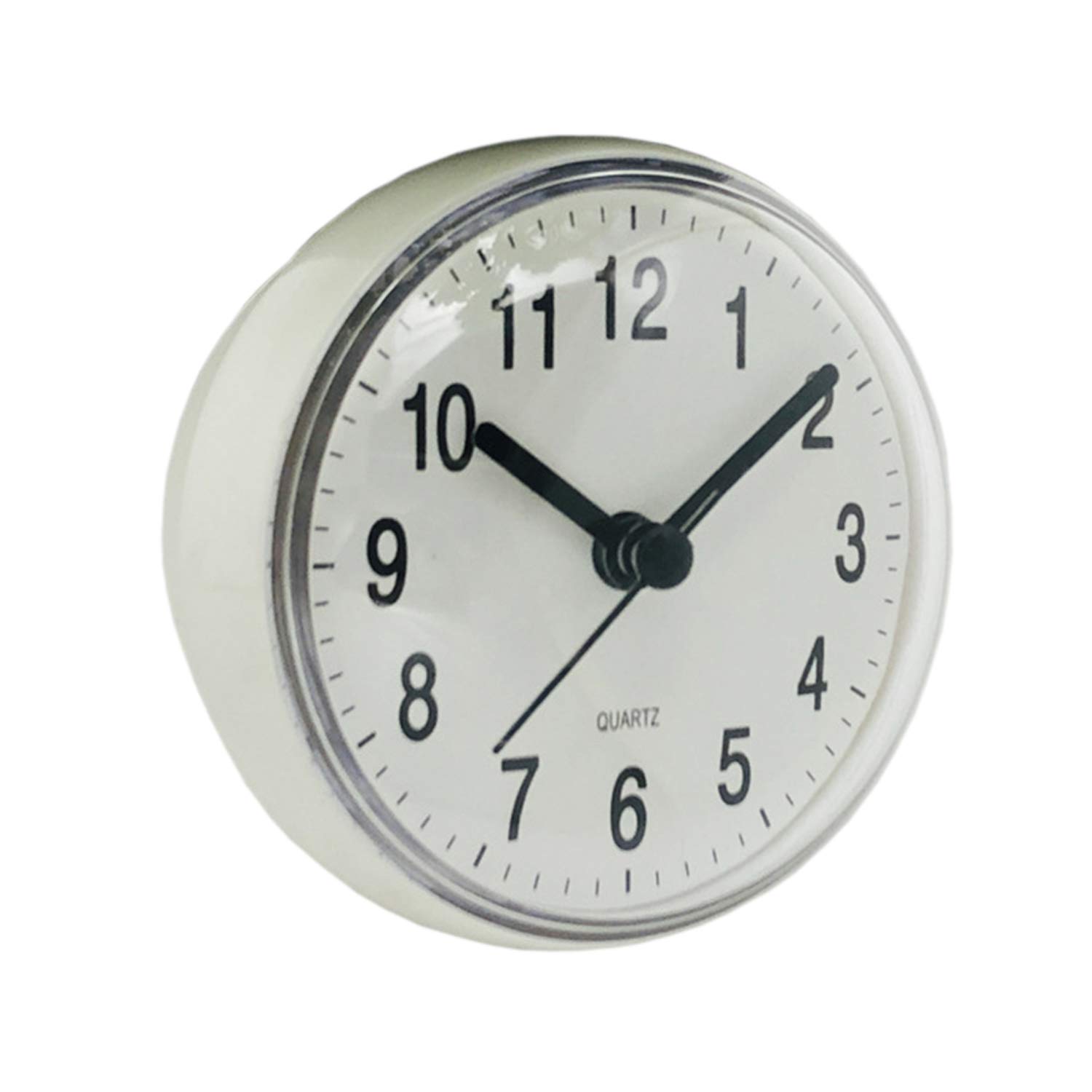 Verve Jelly Shower Clock Mini Wall Clock with Suction Cup, Waterproof Clock for for Garden Shower Washroom Kitchen, White, 2.8 * 2.8 * 1.7in