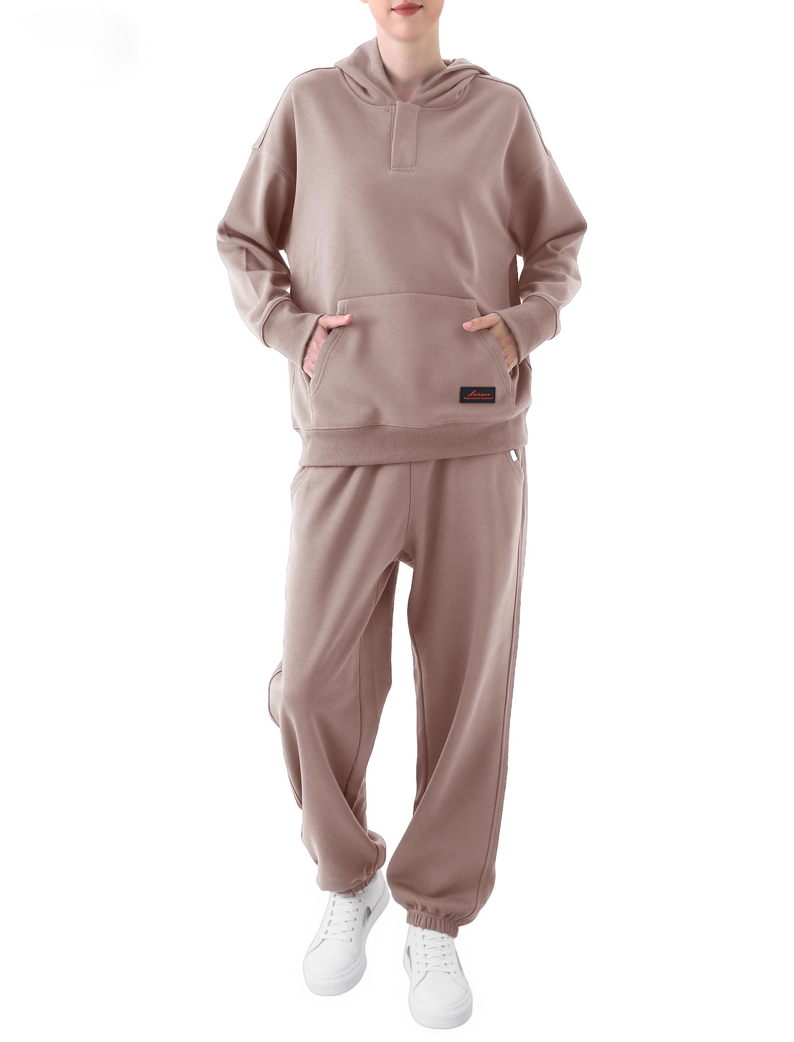 Vanmolrsa 2 Piece Sweatshirt Set Women | Soft Cotton Fleece Pullover with Hood | Comfortable Long Sleeve for Fall & Winter