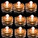 JYtrend Super Bright LED Floral Tea Light Submersible Lights for Party Wedding (Amber, 20 Pack)