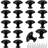 Romeda 18 Piece Drawer Hardware - Black 30mm Cabinet Knobs &amp; Pulls for Dressers &amp; Kitchens with Screw