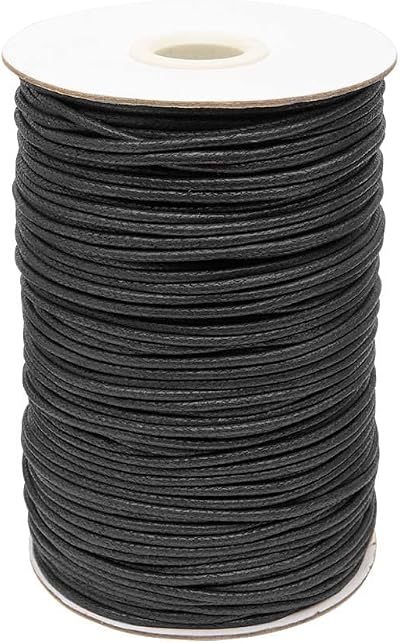 Realm Waxed Cord Cotton 2mm Black 1m Jewellery Thread Macrame Shamballa