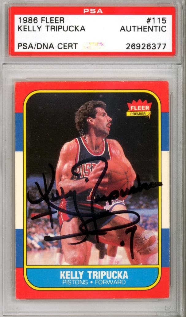 Kelly Tripucka Autographed 1986 Fleer Card 115 Detroit Pistons PSA/DNA
