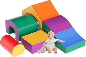 FVBADE Indoor Crawl and Climb Foam Play Set, 5-Piece Colourful Foam Climbing Blocks for Toddlers 1-3, Climb and Crawl Activity Playset, Soft Play Equipment Crawling and Sliding