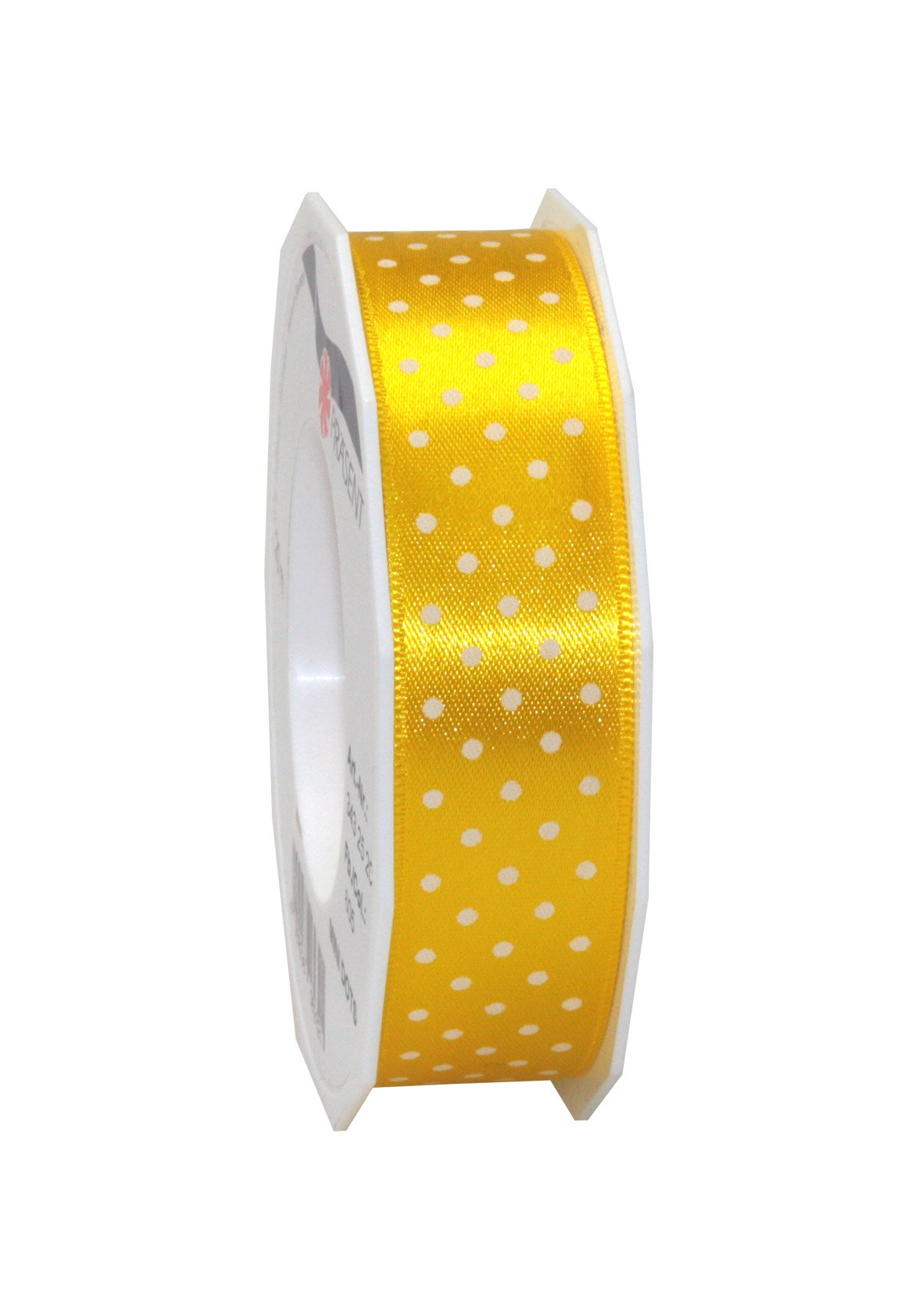 C.E. Pattberg Präsent - Mini Dots Printed Satin Ribbon Yellow 25 mm width, 20 m length — image 1