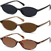 KUGUAOK Retro Oval Sunglasses for Women 90s Design Small Cat Eye Sun Glasses UV Protection Y2k Trendy Narrow Shades