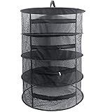 Herb Drying Rack Net 4 Layer Herb Dryer Black Mesh Hanging Dryer Rack with Zipper (31.5"x24")