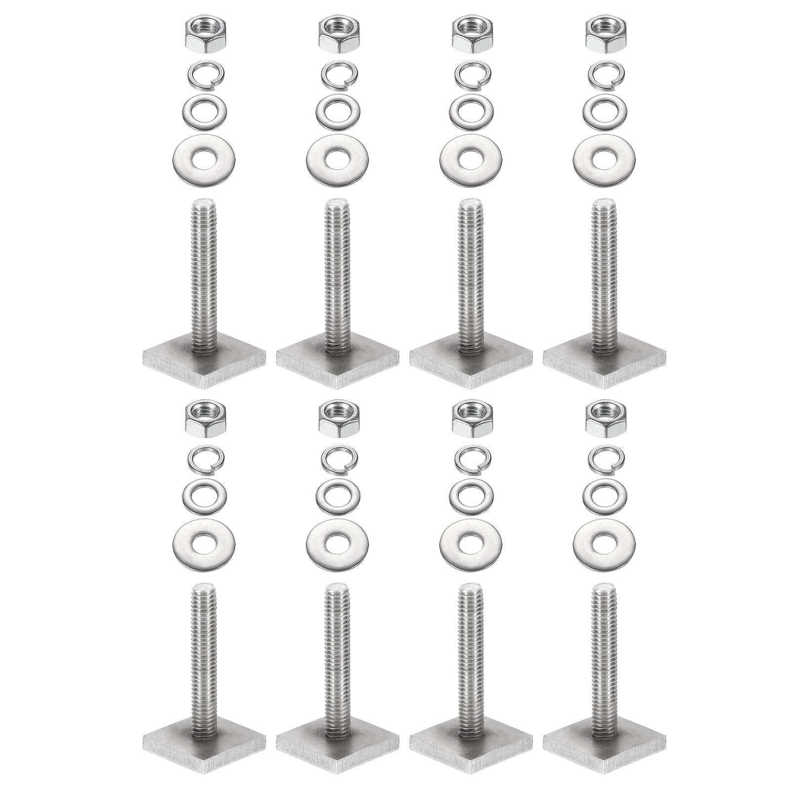 PATIKIL T Slot Bolts M6 x 35mm, 8 Set Square Head T Bolts Roof Rack Stainless Steel T Track Bolts with Nut Washers for Bike Ski Kayak Rack