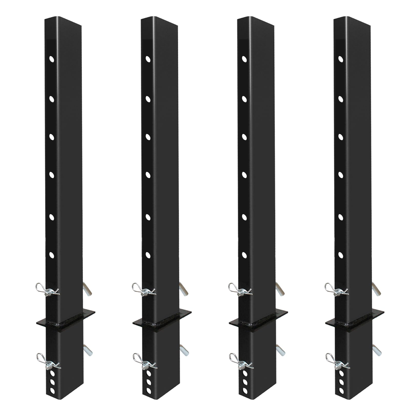 Photo 1 of SALUINOKI 4 Pack Upgraded 54 inch Pipe Stake Black for Flatbed Trailer with 1/2 D Ring Welded, 54 inch Flatbed Trailer Stake Side Rail