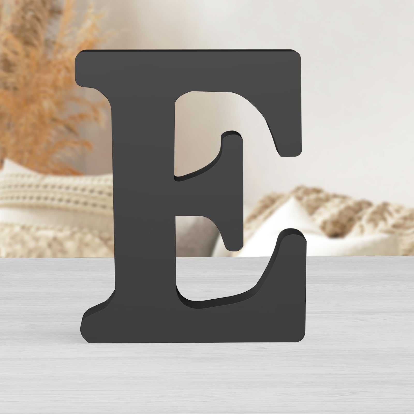 Zaruatu 8 Inch Black Wood Letters Unfinished Wood