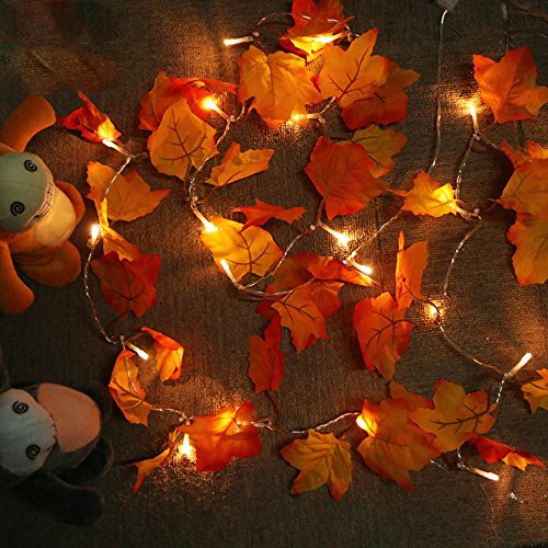 GIAGY Fall Decor,Fall Garland,Thanksgiving Decor,Christmas Decor Lighted Fall Wreath Halloween String Lights [ 14.7 Feet &40 Lights ] - Thumbnail 5