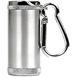 Honoro Metal Portable Ashtray,Outdoor Cigarettes Ashtray with Lid,Keychain,Cylinder Silver