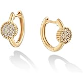 VACRONA Gold Hoop Earrings Huggie Earrings for Women 14k Gold Plated Small Hoops Green Snake Shell Beaded Earrings Hypoallergenic Jewelry Gift