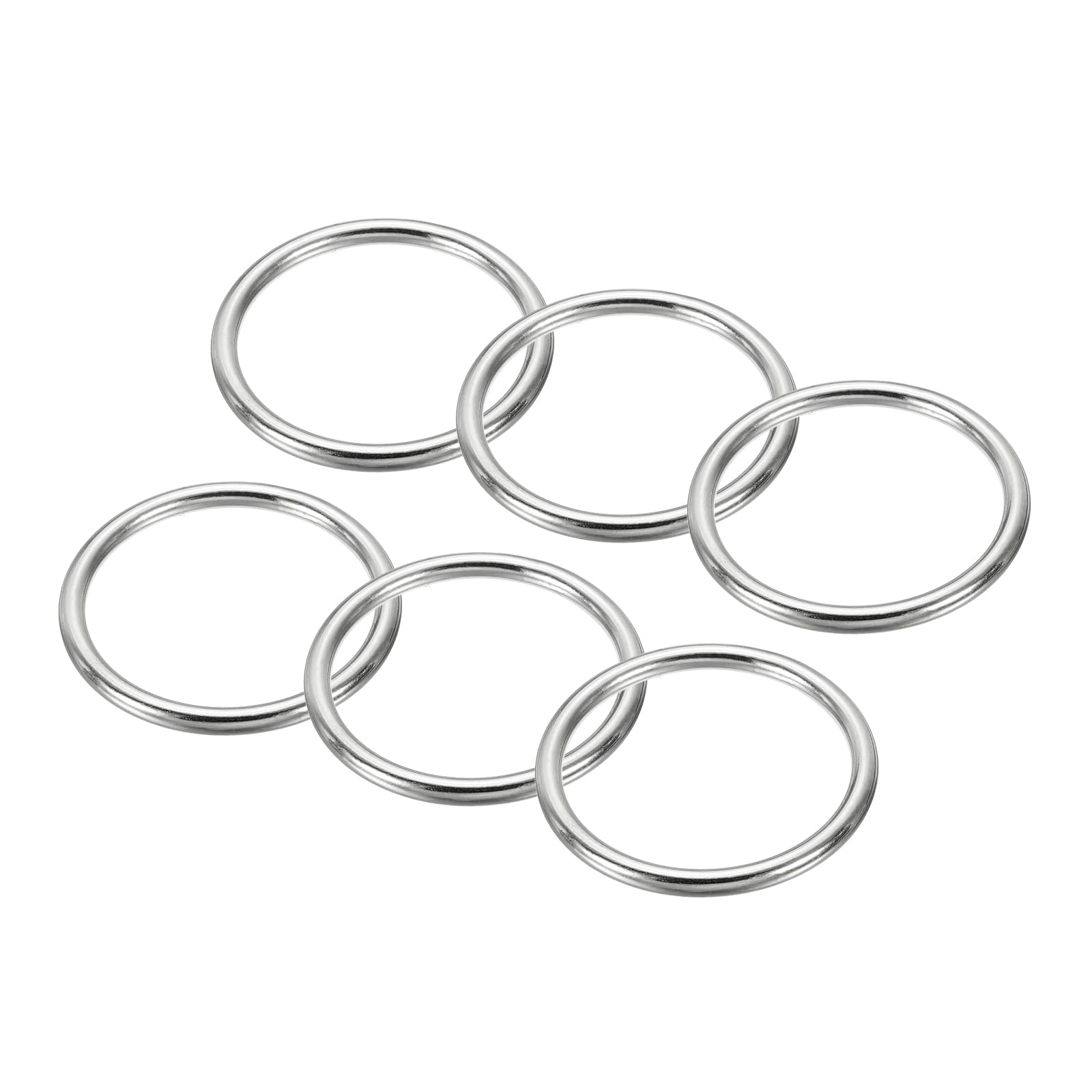 PATIKIL 1" Seamless Metal O Rings, 6 Pack 304 Stainless Steel O-Ring Heavy Solid Round Rings for Macrame, DIY Craft, Hardware, Belt, Dog Leash, 3x25mm