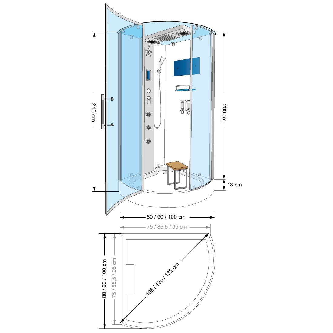 Acquavapore Dtp6037 0000 Dusche Duschtempel Komplett Duschkabine 80x80 Russianm Com
