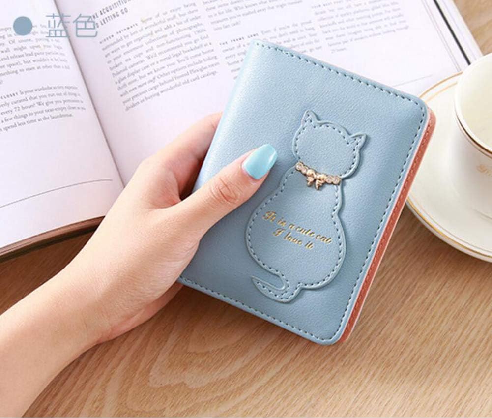 Oyccen Cute Cat Ladies Wallet Tassel Coin Purse with Zipper Pocket Short PU Leather Card Case, Blue - Image 5