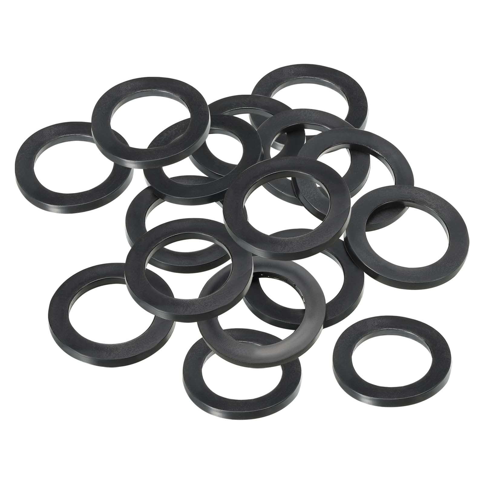 PATIKIL M30 Rubber Flat Washer, 16 Pack 30mm ID 40mm OD 3mm Thick Sealing Spacer Gasket Ring for Faucet Pipe Water Hose Fastener Bolt, Black