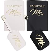 Snogisa Mr and Mrs Passport Holder and Luggage Tags Set, Wedding and Honeymoon Travel Luggage, Bridal Shower and Engagement Gift