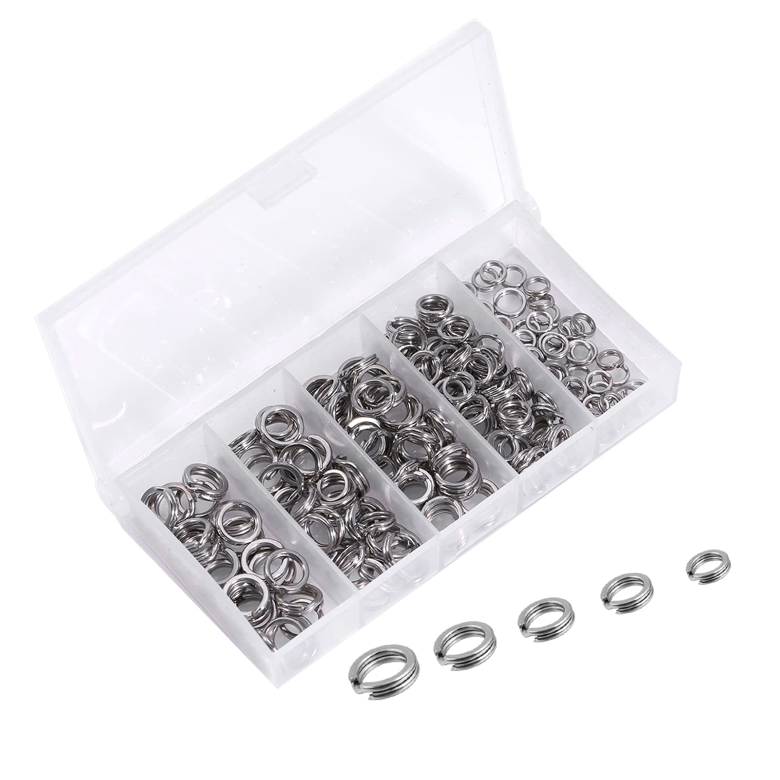 VGEBY Stainless Steel Fishing Tackle Split Ring Chain Connector 200pcs/box Bait Supplies Fishing Supplies