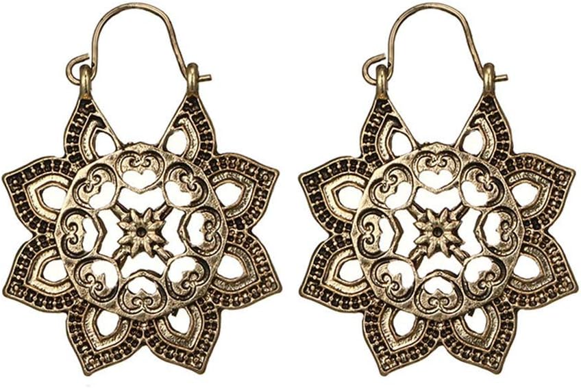 Women's Jewellery Earrings Girls' Novelty Drop & Dangle Stud,Antique silver Gypsy Indian Tribal Ethnic Hoop Dangle Mandala Earrings Boho