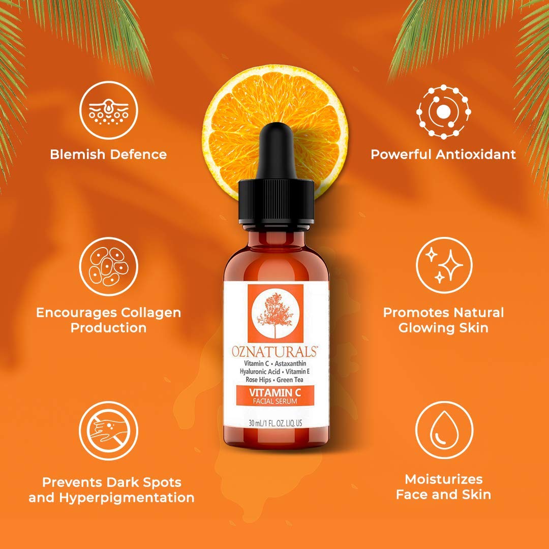 OZNaturals Vitamin C Serum For Face with Hyaluronic Acid Anti Aging