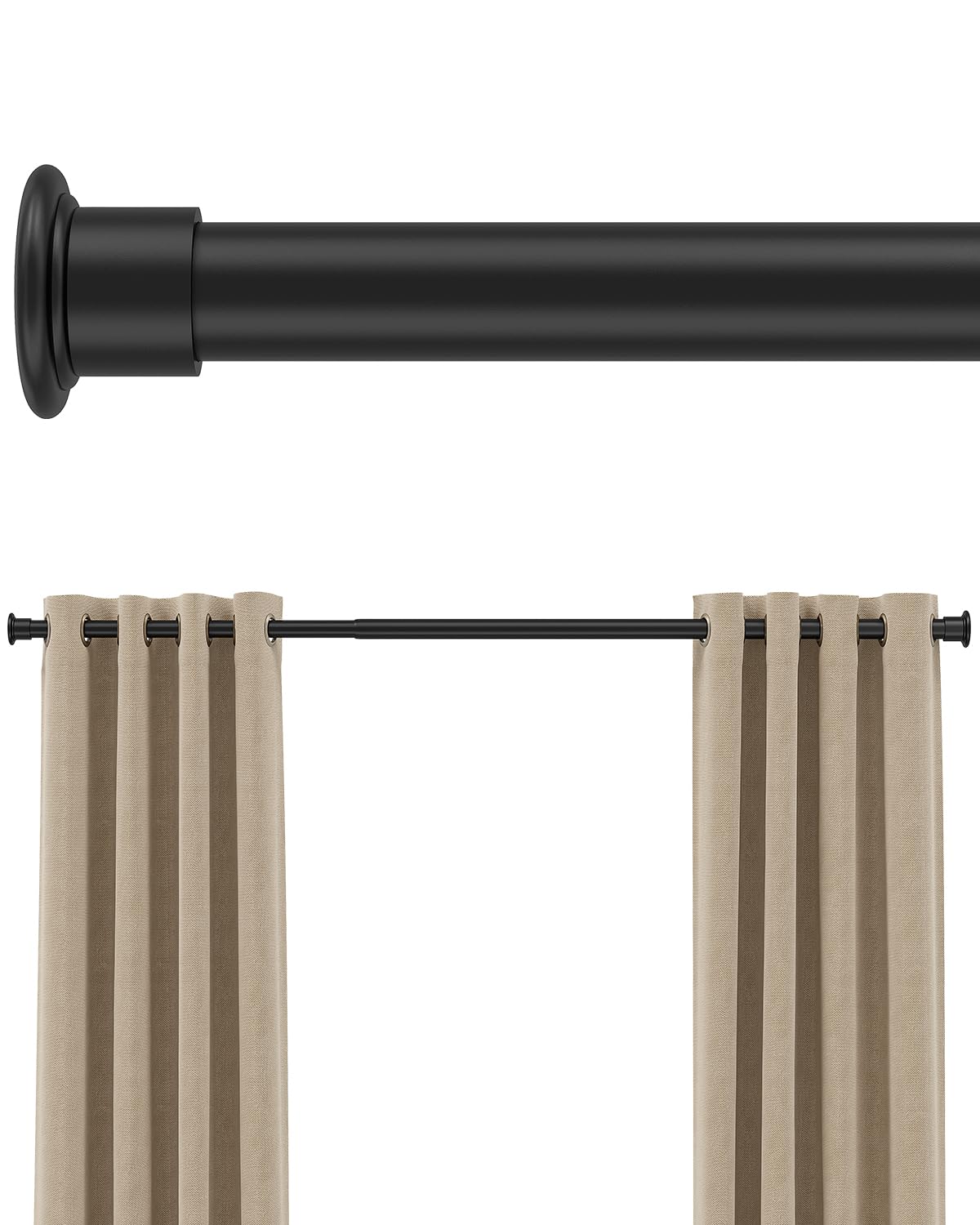 Photo 1 of ***Factory seal***

Tension Curtain Rod by EZFurni, 42-123 Inches, Heavy Duty Tension Rods for Windows, Adjustable Spring Loaded Curtain Rods No Drilling, Renter Friendly, Hold Up Blackout Curtains and Non Slip,Black