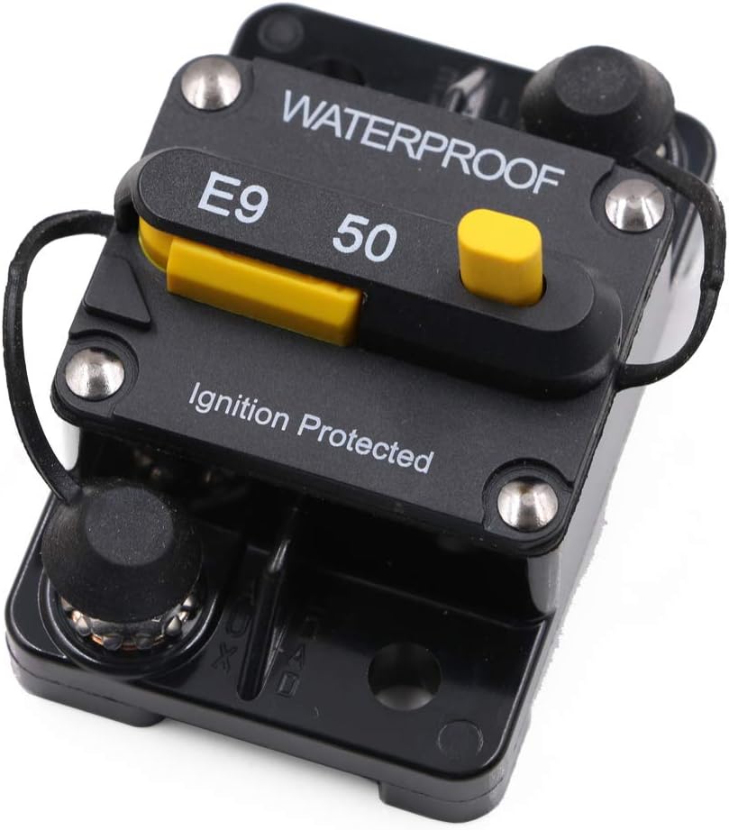 T Tocas 50 A Circuit Breaker amp breakers with Switch Manual Reset for Boat Marine RV Yacht Battery Trailer Bus Truck, 12V - 72V DC, Waterproof (50A): Automotive