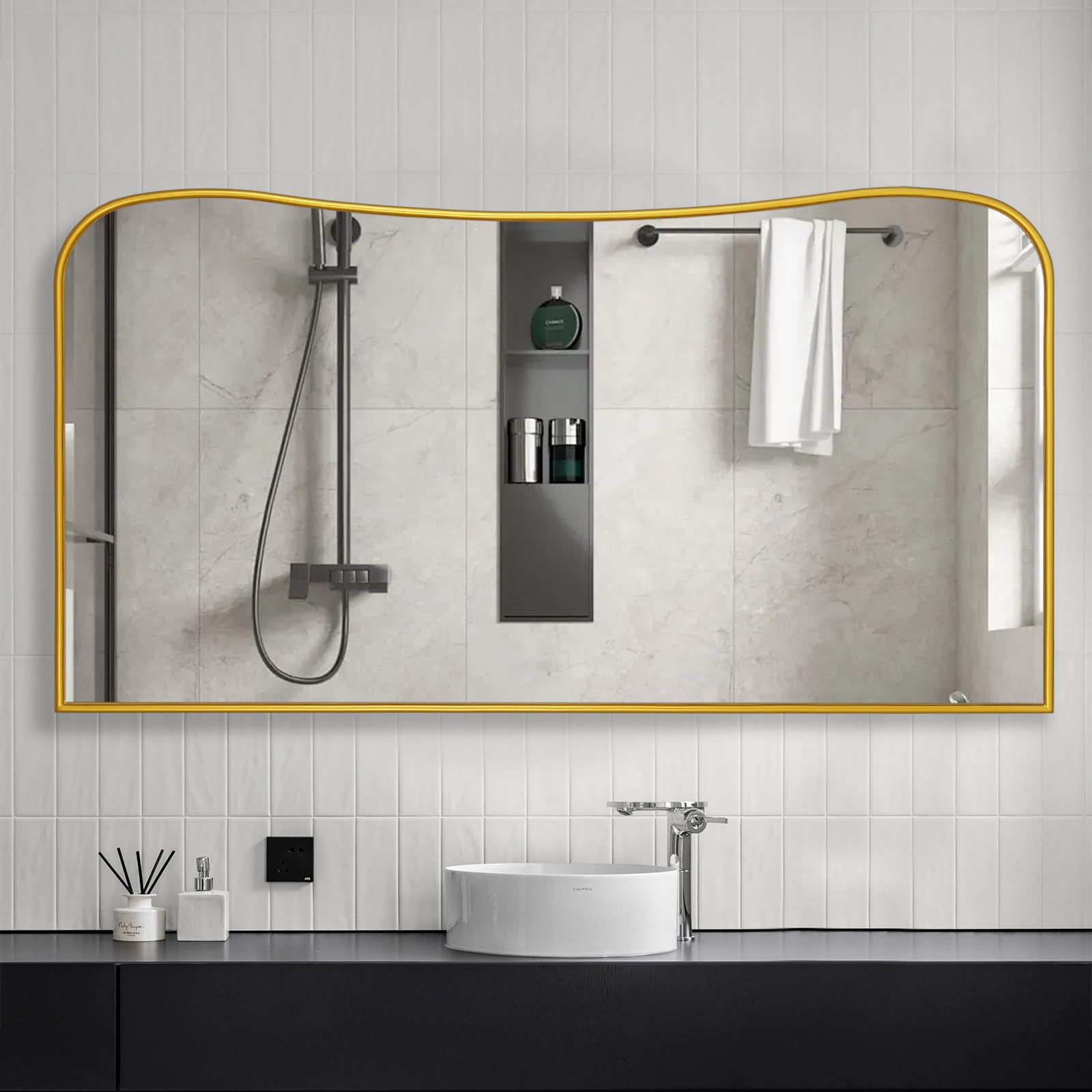 POZINO Gold Rectangular Mirrors, 23.6