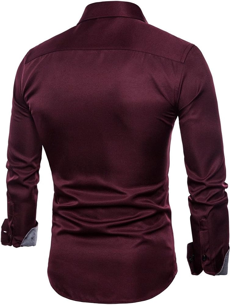 Hot Zlolia Men's Oxford Formal Casual Suits Long Sleeve Slim Fit Tee Dress Shirts Blouse Top: Clothing