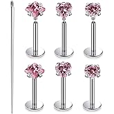 Xnsjeyy 20G 18G 16G Astm F136 Titanium Internal Thread Flat Back Earrings Nose Studs Tragus Helix Conch Cartilage Lobe Earrings Medusa Labret Snake Bite Monroe Lip Ring Piercing Jewelry For Women Men