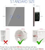 CNBINGO 2-Way Touch Light Switch 2-Gang Glass Panel Backlit 240V 800W view 3