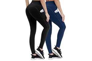 ALONG FIT Leggings for Women with 3 Pockets Buttery Soft High Waisted Yoga Pants Non-See-Through Full-Length Tights